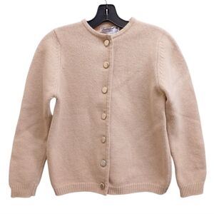 Vintage Wool Neutral Button-Front Cardigan in Light Tan Size Small